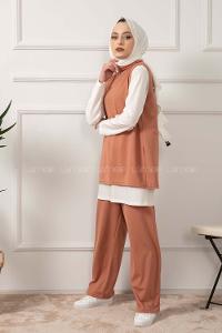 Modalamelif Yarım Balıkçı yaka 3 Lü  Takım Pastel Pudra