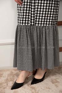 Modalamelif Yarım Balıkçı Yaka Pötikare Elbise Siyah