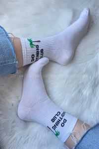 Modalamelif Ağaç Desenli Soket Çorap Beyaz