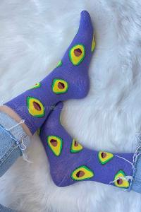 Modalamelif Avakado İşlemeli Soket Çorap Mor