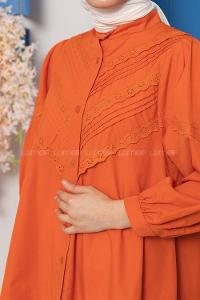 Modalamelif Balon Kol Gipeli Gömlek Tunik Oranj