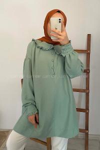 Modalamelif Bebe Yaka Fırfırlı Tunik Çağla Yeşili