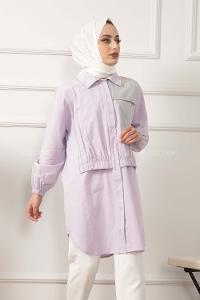Modalamelif Cep Garnili Gömlek Lila