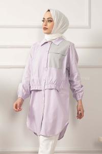 Modalamelif Cep Garnili Gömlek Lila