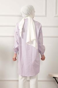 Modalamelif Cep Garnili Gömlek Lila