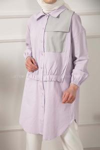 Modalamelif Cep Garnili Gömlek Lila