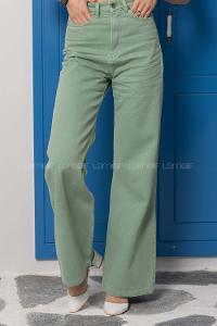 Modalamelif Çift Cepli Bol Paça Jean Mint Yeşili