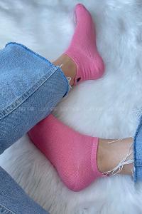 Modalamelif Çilek İşlemeli Patik Çorap Pudra