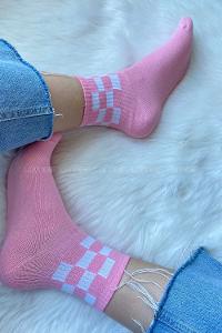 Modalamelif Dama Desen Soket Çorap Pudra