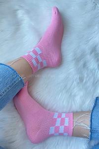 Modalamelif Dama Desen Soket Çorap Pudra