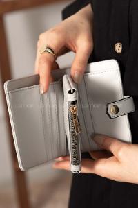 Modalamelif David Polo Kapak Kilitli Cüzdan Açık Gri