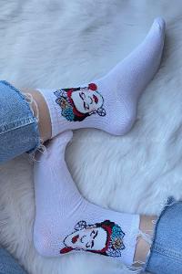 Modalamelif Frida Desen Soket Çorap Beyaz