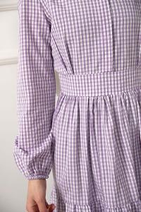 Modalamelif Hakim Yaka Pötikare Elbise Lila