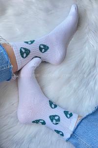 Modalamelif İskelet Desenli Soket Çorap Beyaz