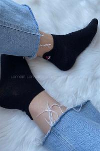 Modalamelif Karpuz İşlemeli Patik Çorap Siyah