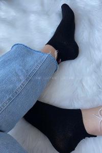 Modalamelif Karpuz İşlemeli Patik Çorap Siyah