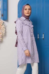 Modalamelif Kazayağı Desen Tunik Lila