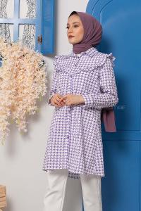 Modalamelif Kazayağı Desen Tunik Lila
