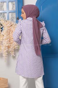 Modalamelif Kazayağı Desen Tunik Lila