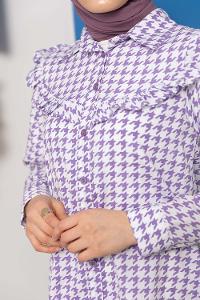 Modalamelif Kazayağı Desen Tunik Lila