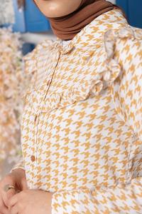 Modalamelif Kazayağı Desen Tunik Sütlü Kahve