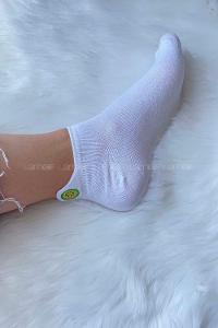 Modalamelif Kivi İşlemeli Patik Çorap Beyaz