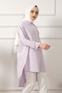 Modalamelif Tek Cepli Salaş Gömlek Lila