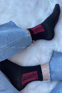 ModalemelModalamelifSupreme Yazılı Soket Çorap Siyah