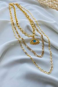 Modalamelif Göz Nazar 3lü Zincir Kolye