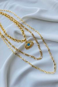 Modalamelif Göz Nazar 3lü Zincir Kolye