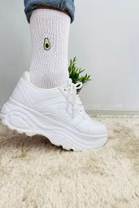 Modalamelif Avakado Nakış İşlemeli Çorap Beyaz