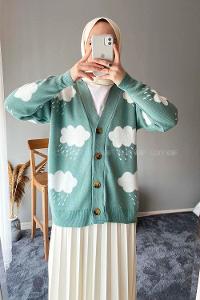 Modalamelif Bulut Desen Hırka Çağla