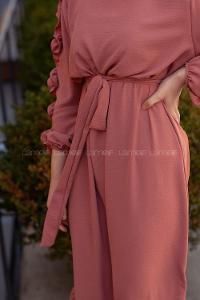 Modalamelif Kol Fırfırli Elbise Gül