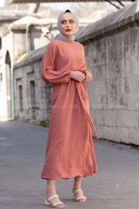 Modalamelif Yarasa Kol Prenses Elbise Gül