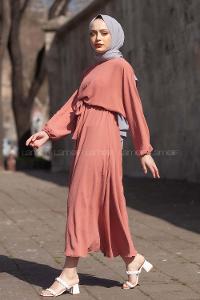 Modalamelif Yarasa Kol Prenses Elbise Gül