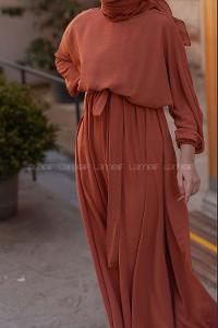 Modalamelif Yarasa Kol Prenses Elbise Somon