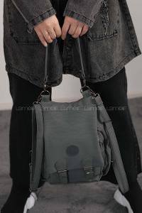 Gray Buckle Skin Hand Bag Bag