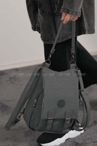 Gray Buckle Skin Hand Bag Bag