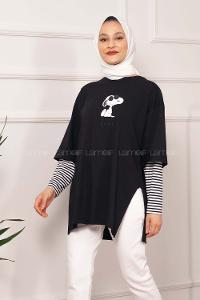 Modalamelif Feeling Cool Baskılı T-shirt Siyah