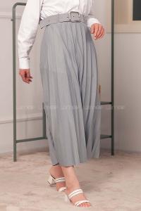 Modalamelif Geniş Kemerli Mira Etek Gri