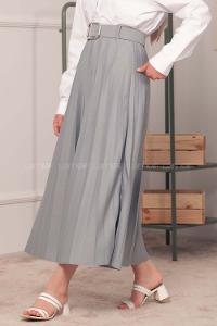 Modalamelif Geniş Kemerli Mira Etek Gri