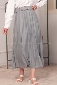 Modalamelif Geniş Kemerli Mira Etek Gri