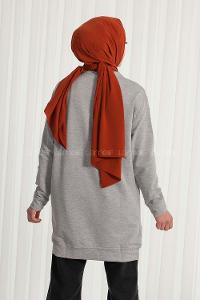 Modalamelif Bisiklet Yaka Düz Renk Sweat Gri