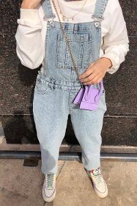 Ice Blue Pool Neck Linen Unprinted Overalls