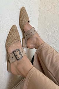 Modalamelif  Tokalı Hasır Terlik Vizonrengi