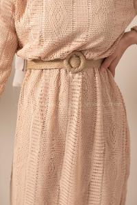 Modalamelif Hasır Kemerli Raşel Elbise Sütlü Kahve