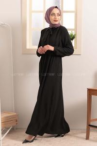 Modalamelif Yaka Bağlama Bolerolu Elbise  Siyah