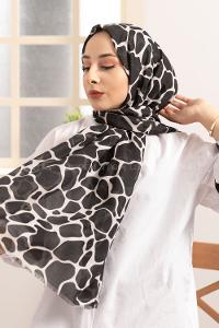 Modalamelif Siyah Beyaz Taş Desenli Şal