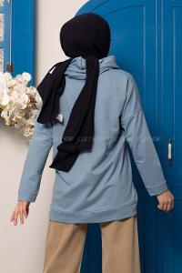 Modalamelif  Kanguru Cepli  Sweatshirt Açık Mavi