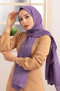 Modalamelif  Lavanta Taşlanmış Pamuk Vual Şal